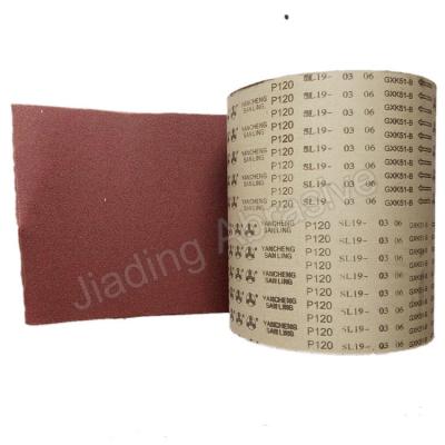 China Rood 46*50M Jumbo zandpapier Aluminiumoxide Emery Sanding Belt Emery Abrasive Cloth Rolls Te koop