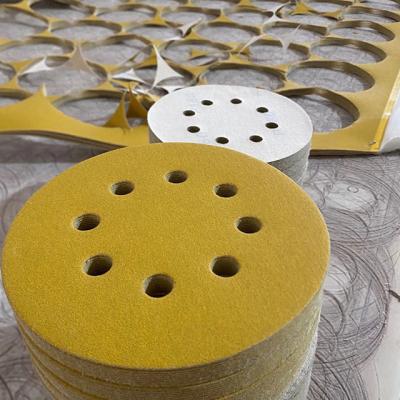 China 6 inch Yellow Round Sanding Disc Suitable For Glass Hook Loop Discs Circular Sand Paper for sale