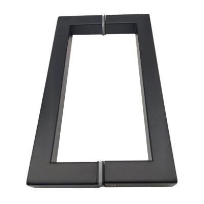 China USA Modern Hot Selling Black Square Glass Matt Stainless Steel Shower Pull Door Handle for sale