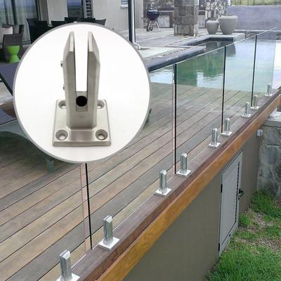 China Fancy Design Long Lift Price Stainless Steel Spigot Flange Cheap Glass Post Fencing For Swimming Pool for sale