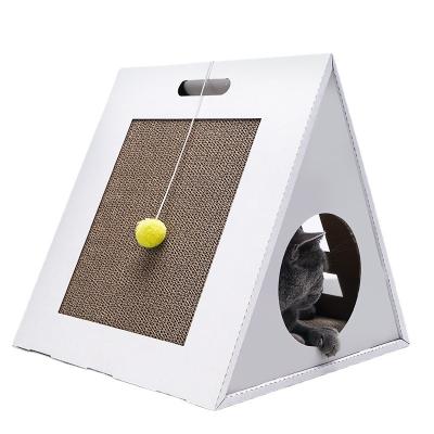 China Sustainable Triangular customized standing corrugated cat scratch for sale