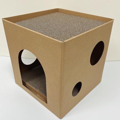 China Sustainable DIY cardboard corrugated paper cat scratcher sofa cat paper sofa bed for sale