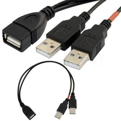 China Mobile Phone 25 Cm USB 2.0 Type A Female To Dual USB 2.0 Type A Male Y Splitter USB Extension Charger Cable for sale