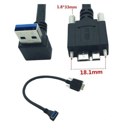 China For USB 3.0 High Speed ​​USB3.0 To B Micro 3.0 9-Core Devices Factory Manufactured Top Down Right Angle Elbow Connection Tinned Copper Wire Cable With Screws for sale