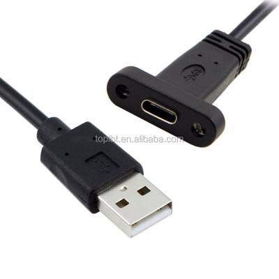 China Mobile Phone USB-C Type C Female With Screw Panel Mount To USB 2.0 A Male Data Cable for sale