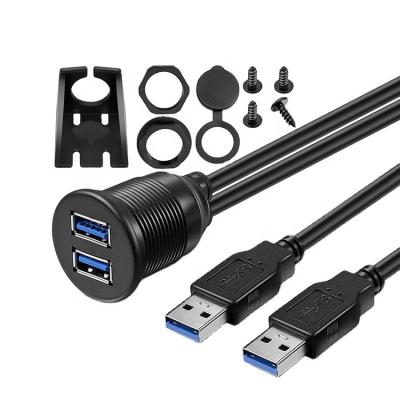 China Dual camera USB 3.0 male to AUX extension cable. flush panel mount car dash female for sale