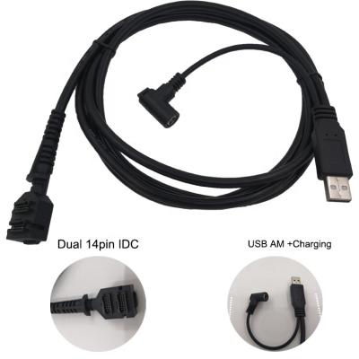 China New Product Verifone Vx805 Vx820 14Pin IDC Double To USB 2AM + Charging DC Jack Plug Power Cable Verifone Vx805 Vx820 5.5 x 2.1mm for sale