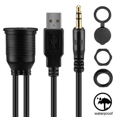 China Universal USB2.0 from 3ft speaker and 3.5MM female to aux extension cable. Masculine Flush Panel Mount For Car Boat Motorcycle for sale