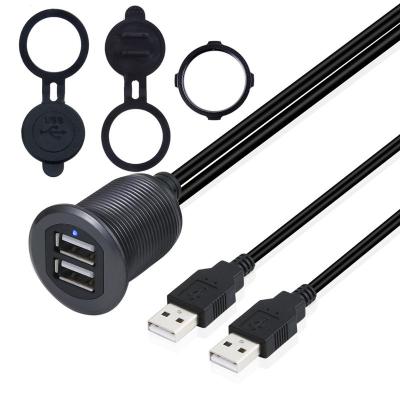 China For Car Truck Boat Motorcycle New Dual LED Dash Light USB2.0 Extender Lead For Car Audio Stereos - Dual USB 2.0 Cable for sale