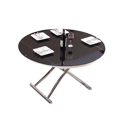 China (Size)Adjustable High Quality Lift Through Circular Glass Folding Table Multifunctional Coffee and Dining Table for sale