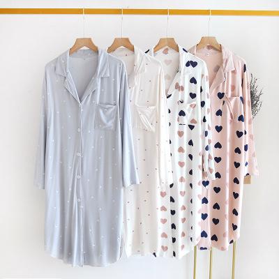 China Free Shipping QUICK DRY Free Shipping Long Sleeve Sleep Shirt Nightgown For Lady Sleepwear Women Pajama Shirt Modal Nightgown for sale