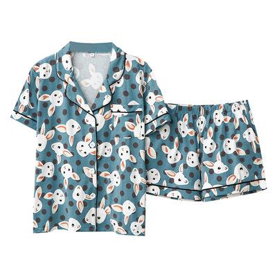 China QUICK DRY Summer OEM ODM Modal Women Two Pieces Short Set Rabbit Print Sleepwear Animal Custom Adult Animal Pajamas for sale