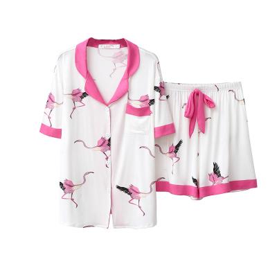 China OEM Summer Comfortable Sleepwear QUICK DRY Hot Selling Modal Pieces Both Short Set Women's Sleepwear Flamingo Pijama Pajamas With Flamingo for sale