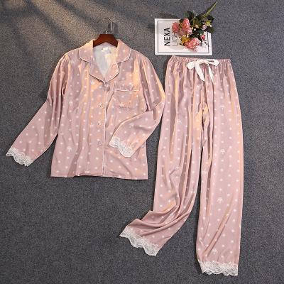 China QUICK DRY Design OEM Summer Pattern Soft Satin Ladies Sleepwear Plus Size Women's Pajamas Set 2 Pieces for sale