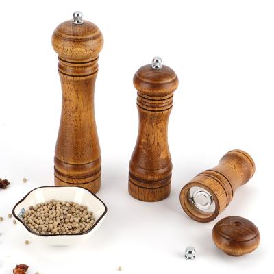 China Wholesale Handmade Wooden Salt Stocked Shaker Wooden Spice Salt and Pepper Grinder Wooden Pepper Mill for sale