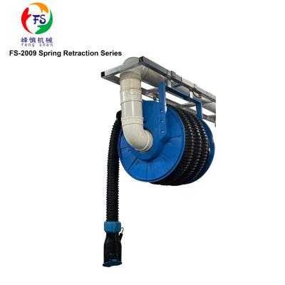 China Manual Spring Vehicle Exhaust Extraction Hose Coil Plastic and Steel Retract with Retractable Fan/Vapor Gas Removal Hose Reel for sale