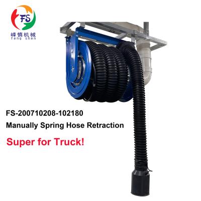 China Plastic And Steel Ready To Ship Vehicle Exhaust Gas Extraction Spring Recoil Hose Reel For Truck for sale