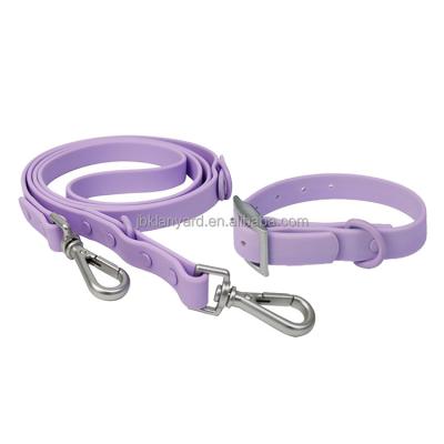 China RTS Personalized Luxury Waterproof PVC Material Adjustable Dog Collar And Double Color Metal Buckle Leashes for sale