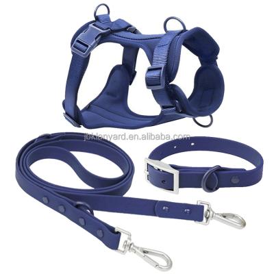 China Wholesale Luxury DETACHED RTS Dog Harness Set With Waterproof Silicone PVC Material Adjustable Dog Collar Leash for sale