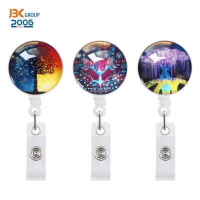 China ID Card Badge Holding Popular Glass Sticker LOGO Amazon Rise Badge Reel ID Badge Holder Retractable Inspired Badge Reels for sale