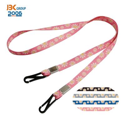 China Polyester Viable Pink Face Printing Sublimation Amazon Masking Lanyard For Kids With Flower Custom Face Masking Lanyard for sale