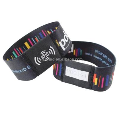 China High quality custom made polyester festival wristband fabric woven fabric elastic wristband for events for sale