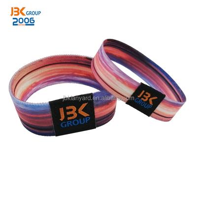 China Fabric Factory Wholesale Polyester Reversible Stretch Label Elastic Fabric Custom Woven Sublimation Sport Wristband for sale