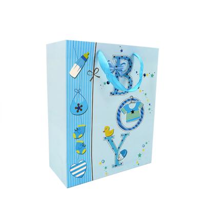 China Recyclable Custom Logo Printing Paper Gift Bag With Crystal Glitter For Boys for sale