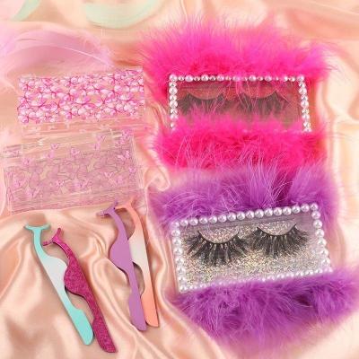 China Wholesale 3d full natural long mink strip lashes lashbox packaging 25mm custom luxury black mink lash seller customized boxes for sale