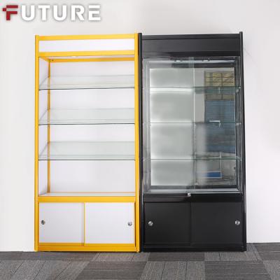 China Glass Display Rack Shop Display Shelves Optical Lockable Custom Wood Glass Display Shelves Storage Cabinet With LED Light for sale