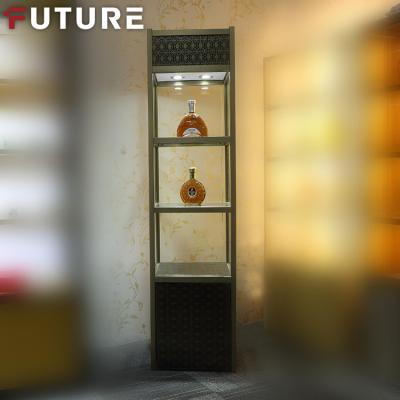 China Optical Store Room Shelf Wine Cabinet Metal Frame Glass Display Stand Removable Showcase With Led Light for sale