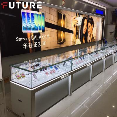 China Custom modern mobile phone optical shop store interior decoration designs with cell phone display cabinet furniture display counter for sale