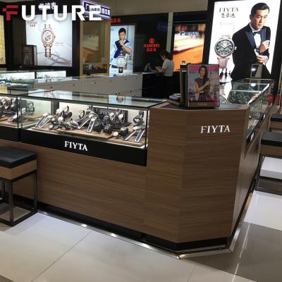 China Custom Optical Shop Display Furniture Retail Store Watch Display Counter Wrist Watch Display Cabinet Corner Cabinet for sale