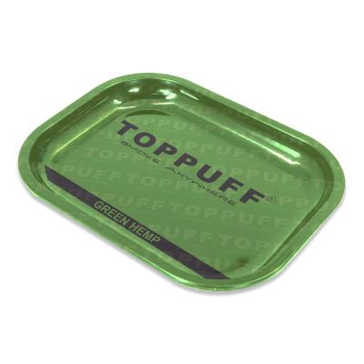 China Hot Sale Cigarette Toppuff Rolling Customized Metal Tray For Smoking Cigarette Tin Tobacco Rolling Tray 18*14cm for sale