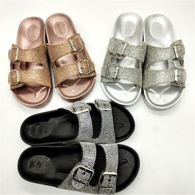 China Lightweight Hot Selling Buckle Rainbow Outdoor PVC Crystal Slides For Women for sale