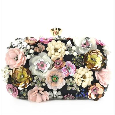 China Vintage Women Embroidered Flowers Party Event Clutch With Beads Fashion Candy Color Rhinestones Even Beading Purse Purse for sale