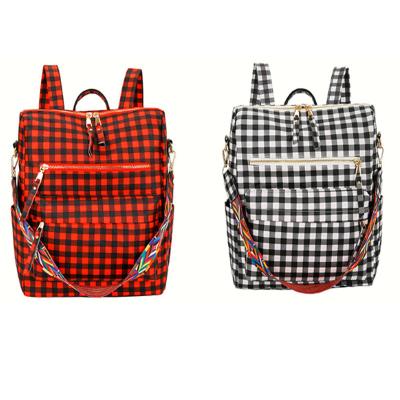 China New Arrival Anti-theft Large Capacity PU Plaid Waterproof Hot-selling Leather Backpack For Students for sale