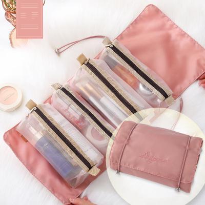 China Fashion Multifunctional Waterproof Portable Separation Mesh Pouch Removable Cosmetic Bag Foldable For Travel for sale