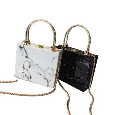 China 2022 Fashion Fashion Evening Bags Metal Handle Square Marble Style Luxury Cosmetic Bags For Lady for sale