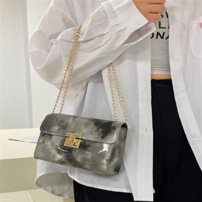 China Fashion Metal Chain Wholesale Female Strap Chic Square Snake Colorful Cosmetic Bag For Daily Use for sale