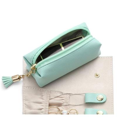 China Factory Wholesale Leather Travel Storage Jewelry Custom Portable Rolling Carrying Case For Travel for sale