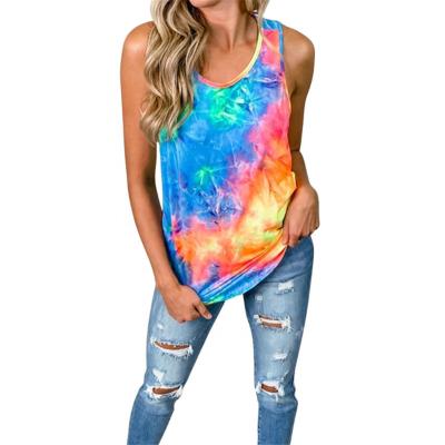 China Breathable Cross Back Women Fashion Tank Top Tie Dye Sleeveless Vest for sale