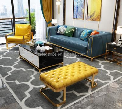 China Other Popular Modern Home Modern Genuine Leather 3 Seater Sectional Living Room Furniture Cow Grain Top Leather Sofa for sale