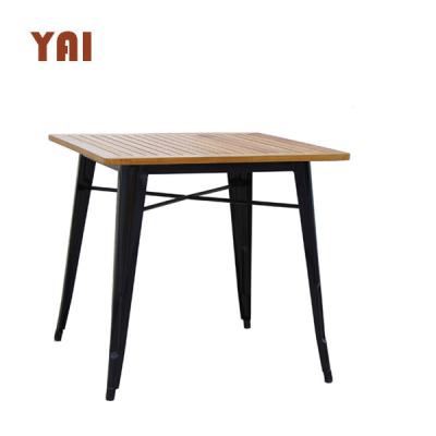 China Modern Bistros Adjust Tops Leisure Style Kitchen Restaurant Side Vintage Wood Metal Dining Industrial Coffee Table for sale