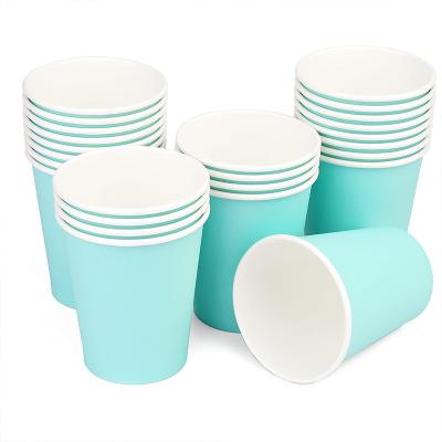 China Light Blue Biodegradable Disposable Hot Drink Paper Cups Suitable for Wedding, Party, Picnic, BBQ Cutlery Supplies for sale