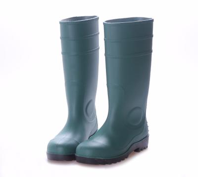 China Flat Heel Agricultural PVC Wellington Safety Rain Boots With Green Steel for sale