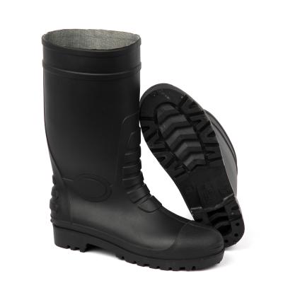 China Waterproof Fabric Lining PVC Gumboots Waterproof Rain To Protect Work Boots In Black Color for sale