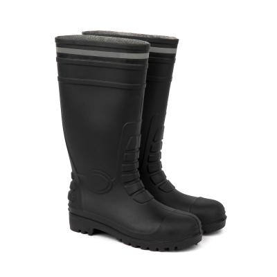 China Men's Steel Toe Reflective Neoprene Gumboots Black Boot For Rainproof for sale