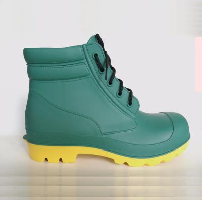 China Steel Toe Hot Sale Green Pvc Safety Shoes. Ankle Gum Boots, Work Water Shoes for sale