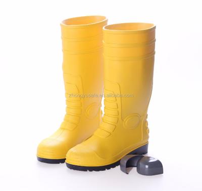 China Steel Toe Yellow PVC Water Rain Boots / Safety Running Shoes / Rubber Rain Boots With Steel Toe for sale